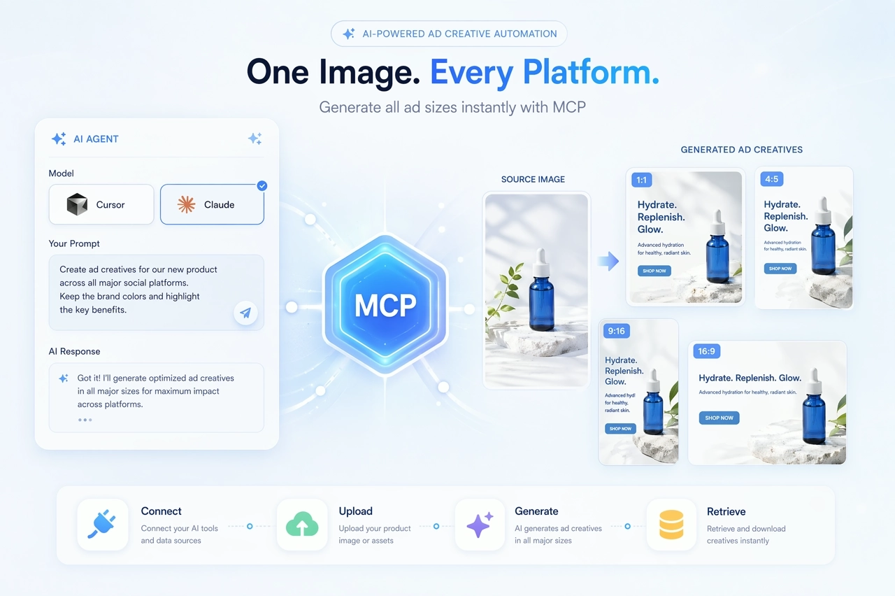 Multi-Size Ad Image Generator MCP — Batch Creative Resize | KreadoAI