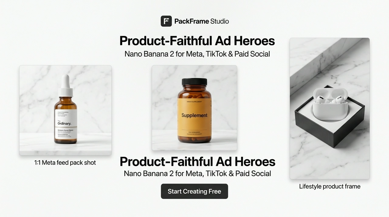 Nano Banana 2 for Ads – Pack-Shot Fidelity Ad Images | KreadoAI
