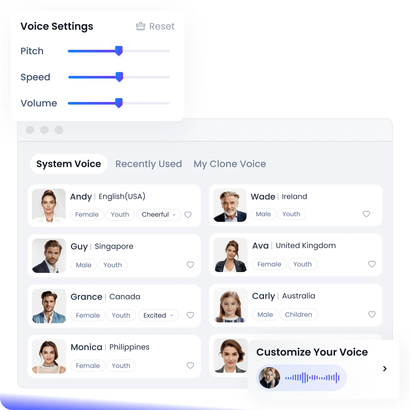 Choose desired voice