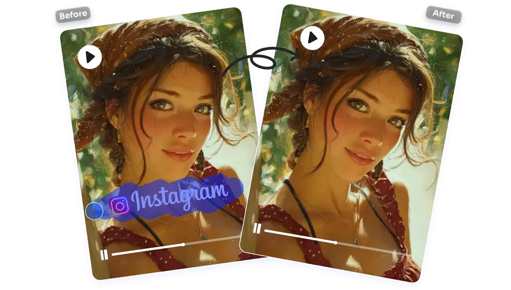 免费 Instagram AI 水印去除器 – 一键去除 Instagram 视频水印